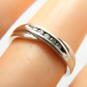 Vintage 950 Palladium Diamond Eternity Twist Ring Band Size J 1/2 (US Size 5.25)
