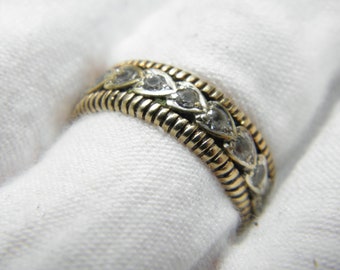 Antique 9ct Gold Heavy Topaz Eternity Band Ring 6mm Size K (US Size 5.25)