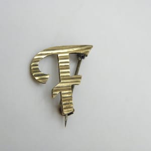 Broche de identidad antiguo con letras F o L en oro de 8 quilates, c1920, alemán