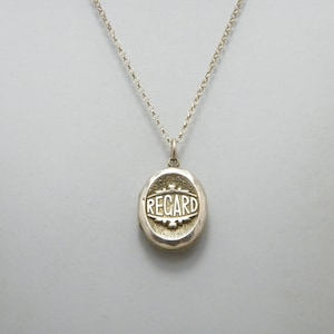 Antique 9ct Gold Huge REGARD Locket Pendant Necklace 18 Inch Belcher Chain c1880 10g