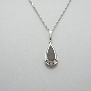 Vintage 8ct White Gold Diamond Butterfly Wing Pendant Necklace 20 Inch Curb Chain