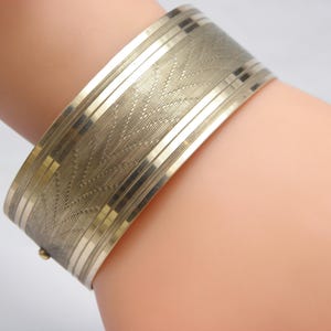 Vintage 9ct Gold BF Deco Buckle Cuff Bangle Bracelet c1930 25mm Wide, 7.5 Inch HG&S