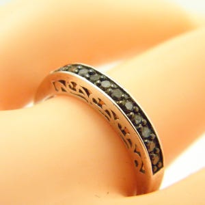 Vintage Sterling Silver Diamond Eternity Ring Size N 1/2 (US Size 7.0) Black