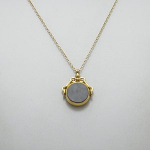 Antique 9ct Gold Double Spinner Fob Pendant Necklace 17 Inch Belcher Chain Heavy 8g