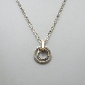 Vintage 18ct Rose Gold Silver Double Rings Pendant Necklace 17 19 Inch Belcher Chain