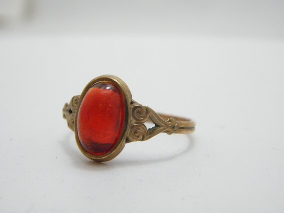 Antique 12ct Rose Gold Ruby Paste Solitaire Ring … - image 6