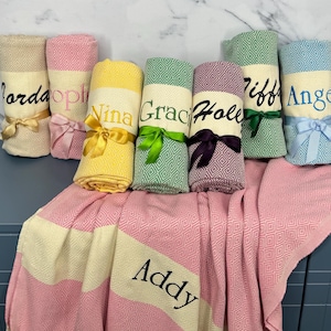 Turkish Cotton Towel, Beach Gift, Beach Towel, Bachelorette Party Favor, Gift for her, Wedding Gift, Personalized Towel, Bridesmaid Gift