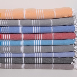 Striped Blanket, Bride Gift, Wedding Favors, Custom Wedding Gifts, 79&quot;x95&quot; Cotton Blanket, Turkish Blanket, Beach Blanket, Organic Throw,