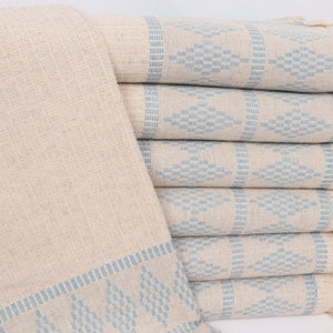 Turkish Tea Towel, Kilim Design Tea Towel, Small Bath Towels, Personalized Hand Towel, 20x40 Inches Turquoise Linen Hand Towel, Gift Towel,