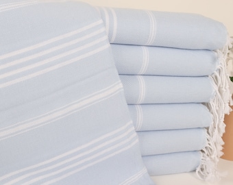 Bulk Gift For Coworkers,  Unique Gifts, Baby Blue Towel, Striped Towel, 40x71 Inches Pool Towel, Guest Towel, Sarong Towel,