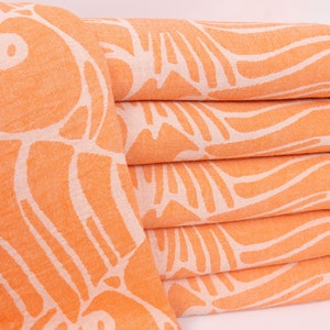 Fish Design Blanket, 60"x71" Orange Cotton Blanket, Bridesmaid Gifts, Personalized Gifts, Woven Blanket, Sofa Cover,