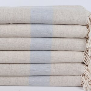 Personalized Wedding Gifts, Christmas Favors, Baby Blue Towel, Striped Towel, 36x71 Inches Linen Towel, Cute Beach Towel, image 3