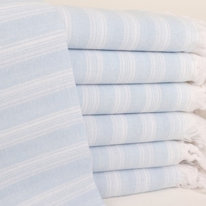 Embroidered Beach Towel, Personalized Turkish Towel, Baby Blue Towel, Striped Towel, 40x71 Inches Pool Towel, Tablecloth Towel,