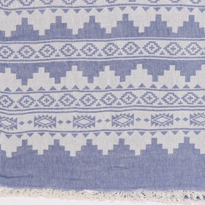 Personalized Gifts, Kilim Throw, 56x85 Inches Sax Blue Cotton Throw, Decorative Blanket, Throw Blanket Couch, Embroidery Bedspread, image 9