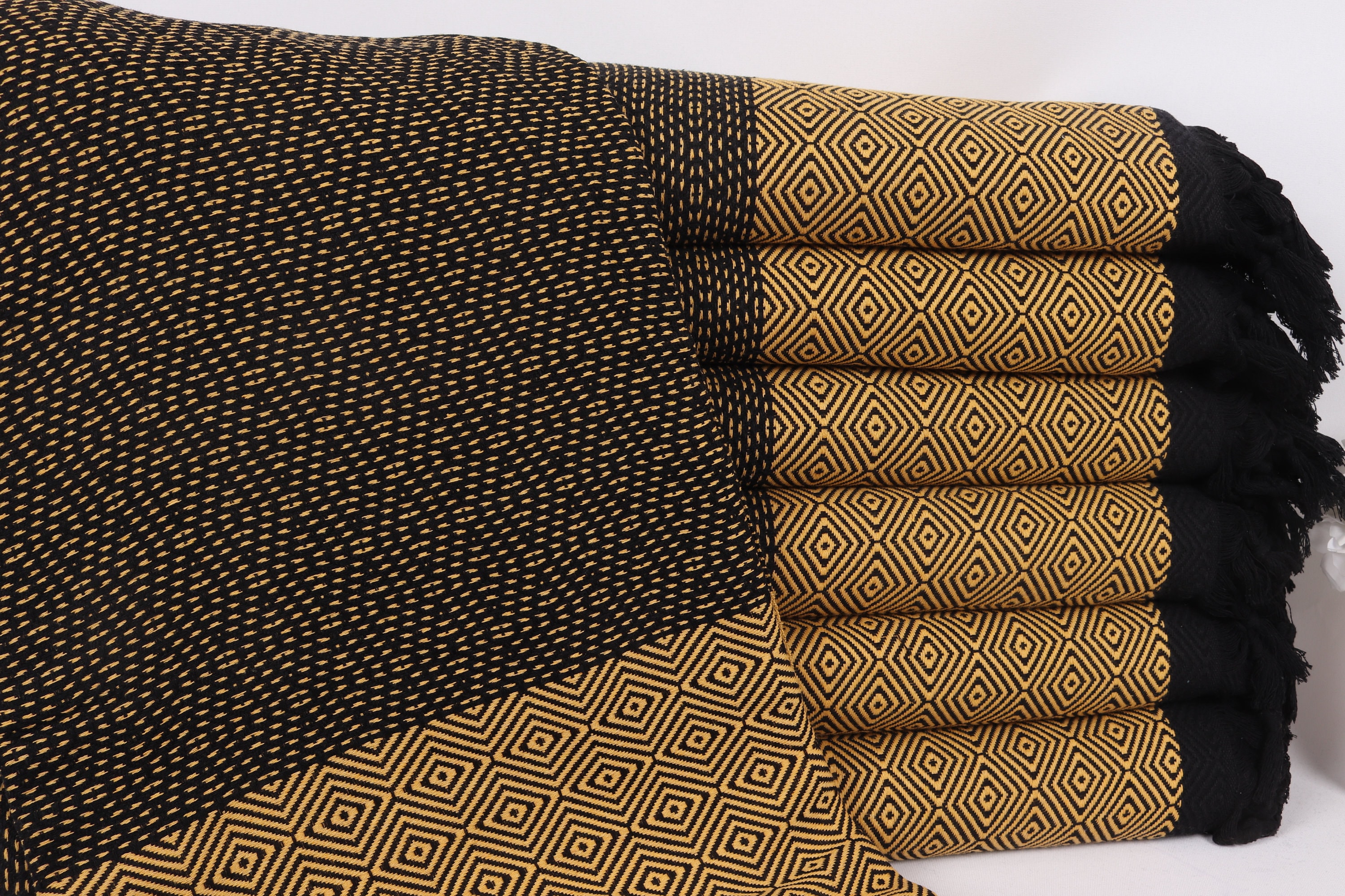 Personalized Gifts, Bachelorette Gifts, Decorative Blanket, 79x99 Inches Mustard Cotton Throw, Diamond Throw, Cotton Bedspread,