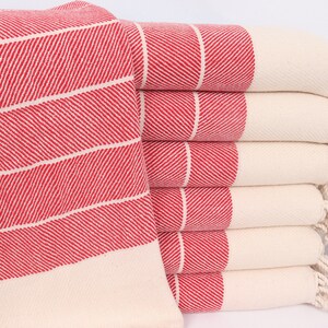 Striped Tea Towel, 16x36 Inches Red Cotton Hand Towel, Personalized Gift, Personalized Dish Towel, Personalized Gifts, Gift For Mom,