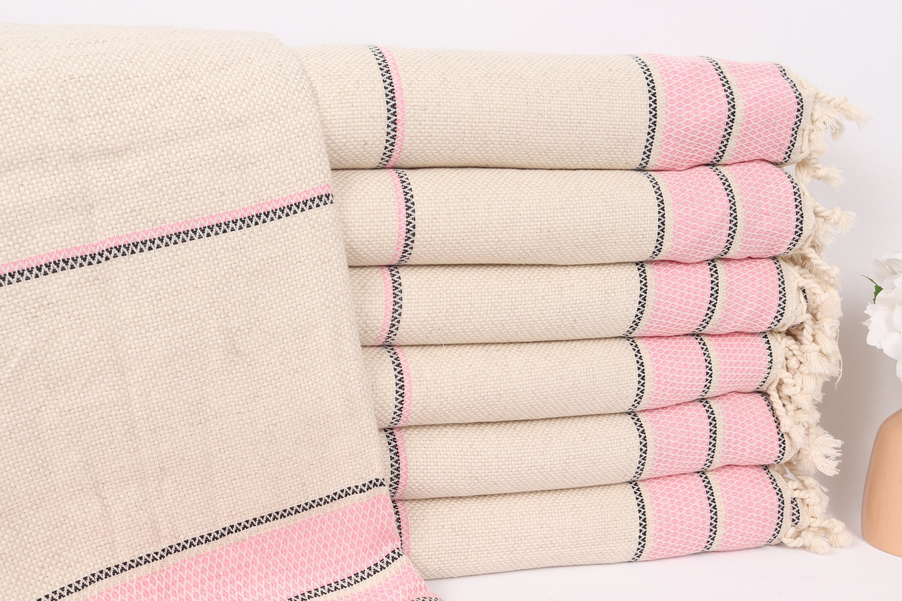Pink White Shibori Tie Dye Fabric, Voile Rayon Fabric, Soft