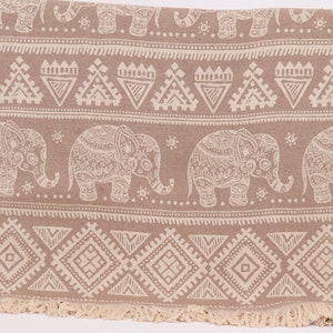 Bridesmaid Gifts, Turkish Blanket, Elephant Design Throw, Bachelorette Party Favors, 91x95 Inches Brown Cotton Throw, Handmade Gift,