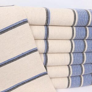 Striped Tea Towel, Personalized Hand Towel, Personalized Kitchen Towel, 20x40 Inches Sax Blue Linen Tea Towel, Kitchen Towel, Birthday Gift,