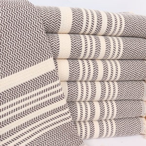 Turkish Towel Hand Towel, 18x40 Inches Brown Cotton Hand Towel, Turkish Hand Towel, Striped Hand Towel, Personalized Gifts, Memorial Gift,