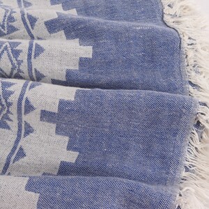 Personalized Gifts, Kilim Throw, 56x85 Inches Sax Blue Cotton Throw, Decorative Blanket, Throw Blanket Couch, Embroidery Bedspread, image 8