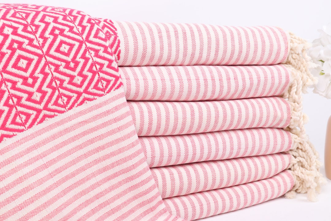 Personalized Beach Towel, Custom Beach Towel, Fuchsia Towel, Diamond Towel, 38x75 Inches Best