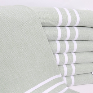 Striped Dish Towel, Monogram Hand Towel, Small Bath Towels, 20&quot;x40&quot; Green Cotton Tea Towel, Kitchen Towel, Spa Gift, Best Wedding Gift,