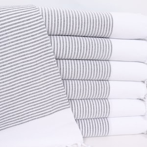 18x40 Inches White Cotton Tea Towel, Turkish Hand Towel, Personalized Kitchen Towel, Striped Tea Towel, Turkish Towel Hand Towel,