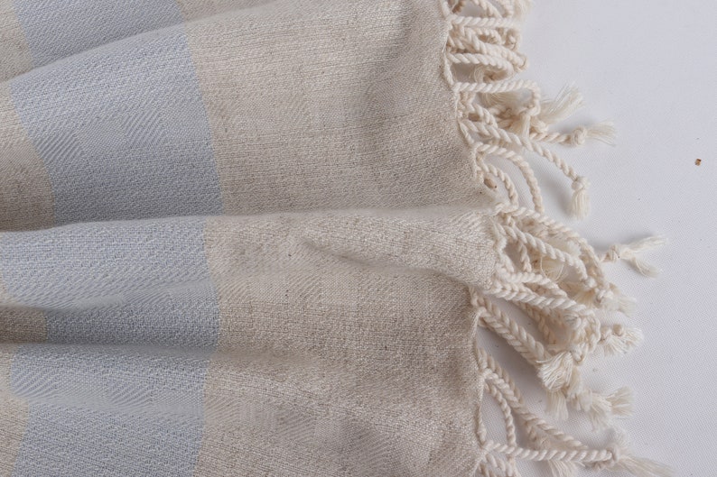 Personalized Wedding Gifts, Christmas Favors, Baby Blue Towel, Striped Towel, 36x71 Inches Linen Towel, Cute Beach Towel, image 8