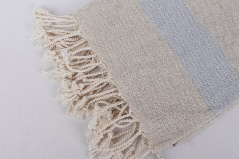 Personalized Wedding Gifts, Christmas Favors, Baby Blue Towel, Striped Towel, 36x71 Inches Linen Towel, Cute Beach Towel, image 7