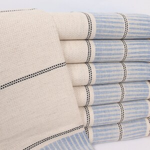 Personalized Gift, Personalized Hand Towel, Striped Hand Towel, Wedding Gift, 20x40 Inches Sax Blue Linen Hand Towel, Wedding Gifts Towel,