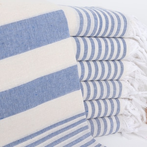 Custom Turkish Towel, Turkish Towel Beach, Blue Towel, Striped Towel, 40x71 Inches Bulk Towels, Sarong Towel, Turkey Towel,