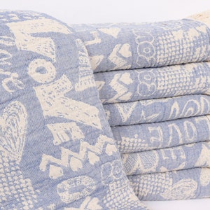 Love Design Throw, Throw Blanket Couch, Housewarming Gift, 75&quot;x97&quot; Sax Blue Cotton Throw, Monogram Blanket, Halloween Gifts,
