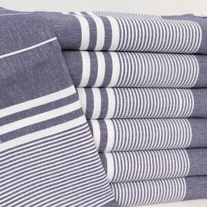 Striped Hand Towel, 24"x40" Navy Cotton Hand Towel, Turkish Tea Towel, Turkish Hand Towel, Kitchen Towel, Valentines Gift,