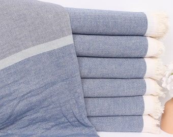 Tischdecke, Gestreifte Decke, Dunkelblau-Mintfarbene Baumwolldecke, 200x230 cm, Gestreifte Decke, Sofadecke, Sofadecke, Tischdecke,