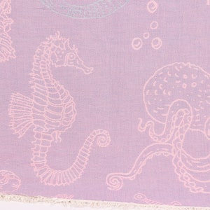Sea Creatures and Mermaid Design Blanket, 60x87 Inches Blue-Pink Cotton Blanket, Personalized Gifts, Housewarming Gift, Boho Throw Blankets,