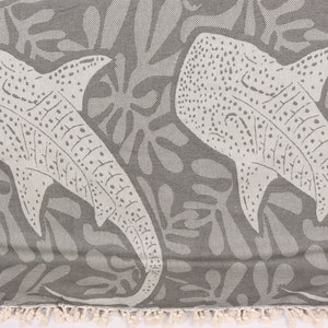 Throw Blanket, 91x99 Inches Khaki Green Cotton Blanket, Whale Design Blanket, Custom Blanket, Wedding Favors, Gifts For Him,