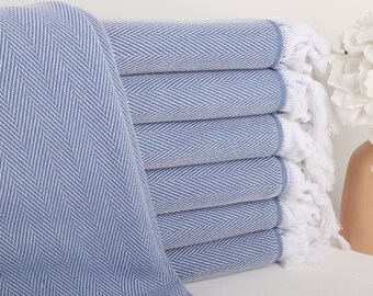 Summer Gift, Gift For Him, 40x71 Inches Blue Cotton Towel, Personalized Turkish Towel, Bridesmaid Favors,
