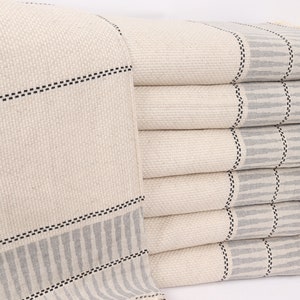 Tablecloth, Housewarming Gift, 95x103 Inches Dark Gray Linen Throw, Boho Throw Blankets, Striped Throw, Bachelor Party Gifts,