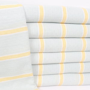 Turkish Blanket, Striped Blanket, Boho Throw Blankets, 83x95 Inches Mint-Yellow Cotton Blanket, Throw Blanket, Throw Blanket for Bed,