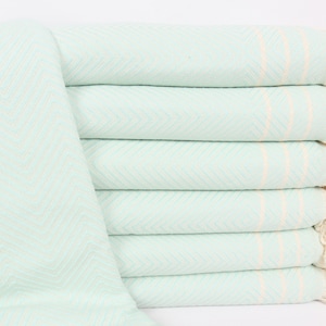 Couverture décorative, couverture losanges, couverture en coton menthe 71 x 95 po, cadeau de pendaison de crémaillère, cadeaux d'enterrement de vie de jeune garçon, cadeau bébé garçon,