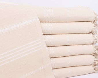 Turkish Towels Beach, Turkish Beach Towel, Bright Cream  Towel, Striped Towel, 40x71 Inches Linen Towel, Wedding Gift Ideas, Yoga Towel,