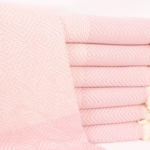 Throw Blanket, Personalized Gifts, Custom Blanket, Diamond Throw, 79x91 Inches Light Pink Cotton Throw, Throw Blanket for Bed,