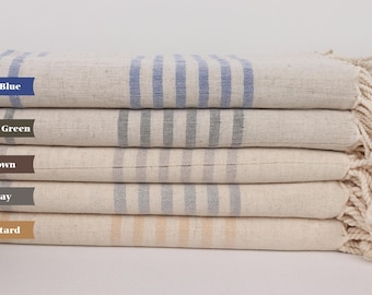 Quick-dry towel, Organic Turkish towel, Turkish hand towel, Striped Towel, 40"x71" Linen Towel, Anniversary Gift For Her,
