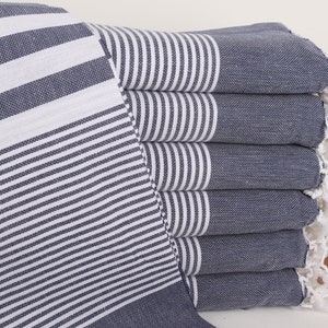 Gift For The Home, Bridesmaid Gifts, 40x71 Inches Navy Cotton Towel, Bachelorette Party Favors, Turkish Blanket,
