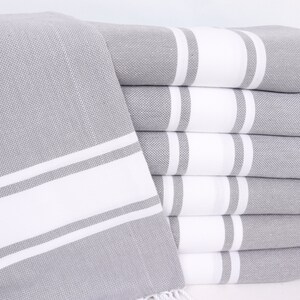 Monogram Hand Towel, Striped Tea Towel, Personalized Kitchen Towel, Turkish Hand Towel, 24x36 Inches Dark Gray Cotton Tea Towel,