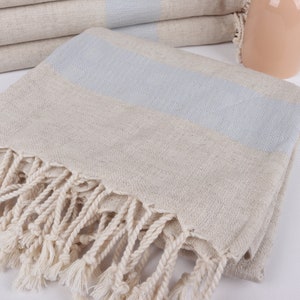 Personalized Wedding Gifts, Christmas Favors, Baby Blue Towel, Striped Towel, 36x71 Inches Linen Towel, Cute Beach Towel, image 5