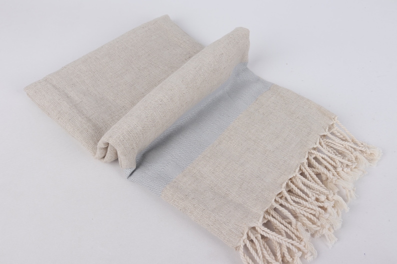 Personalized Wedding Gifts, Christmas Favors, Baby Blue Towel, Striped Towel, 36x71 Inches Linen Towel, Cute Beach Towel, image 6