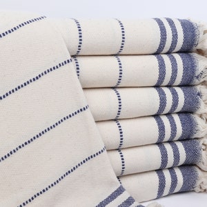 Turkish Bath Towel, Turkish Beach Towel Personalized, Navy Towel, Striped Towel, 36x67 Inches Bachelor/Bachelorette Party Favors,