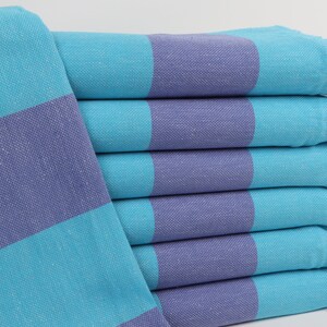 Turkish Bath Towel, Custom Turkish Towel, Turquoise-Sax Blue Towel, Striped Towel, 40x71 Inches Organic Beach Towel, Bulk Order Towel,